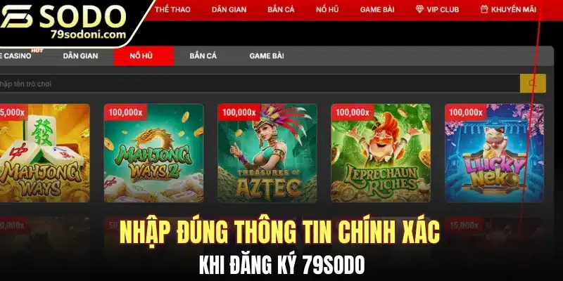 Nhập đúng thông tin chính xác khi đăng ký 79sodo